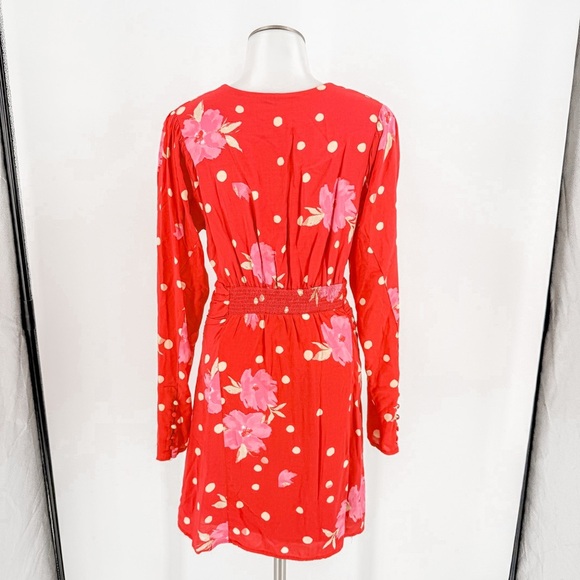 Free People Red Floral Long Sleeve Dress - Picture 5 of 7